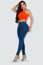 Calça Fitness Modeladora Azul Cintura Alta - CH7522