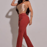 Calça Jeans Feminina Flare Modeladora Terracota - CH87